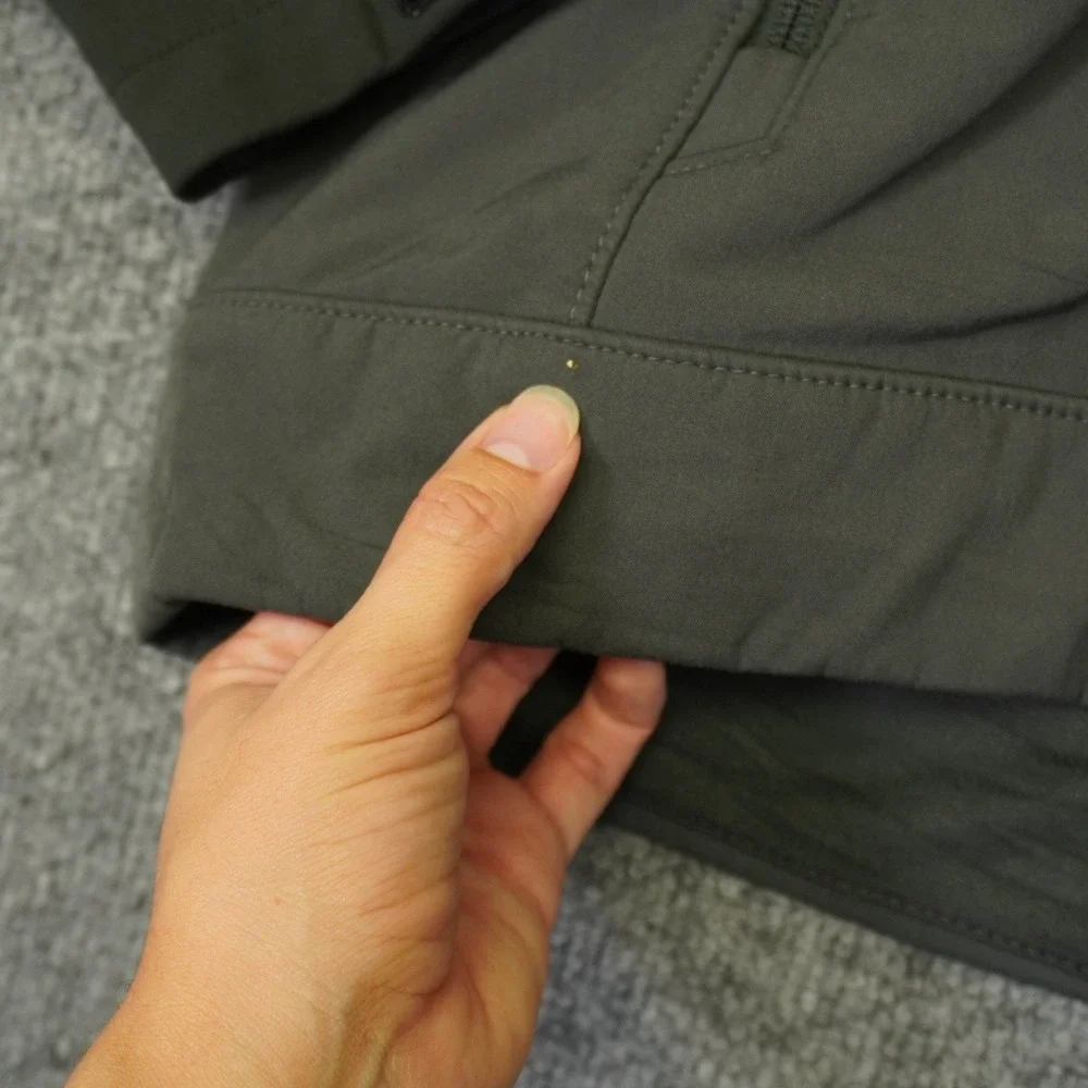 The North Face Apex Softshell Jacket Mens L Grey Black Full Zip Fleece Lined